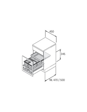 Bild Küchen-Abfallsystem, KB450mm, 34l,KF InsertFlex 9352451,anthrazit - Hettich-2