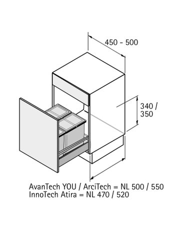Bild Küchen-Abfallsystem, KB450mm,Kunststoff Bin.it Smart 450/500 9208750,grau,anthrazit - Hettich-2