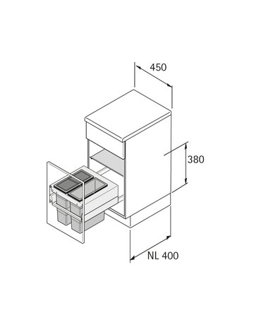 Bild Küchen-Abfallsystem, KB450mm, 28l,KF/STA Frame 9352421,anthrazit - Hettich-2