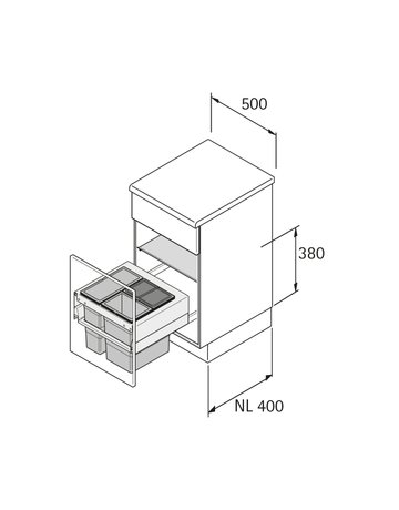 Bild Küchen-Abfallsystem, KB500mm, 32l,KF/STA Frame 9352422,anthrazit - Hettich-2