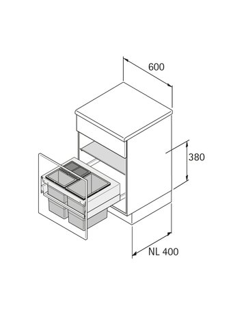 Bild Küchen-Abfallsystem, KB600mm, 40l,KF/STA Frame 9352423,anthrazit - Hettich-2