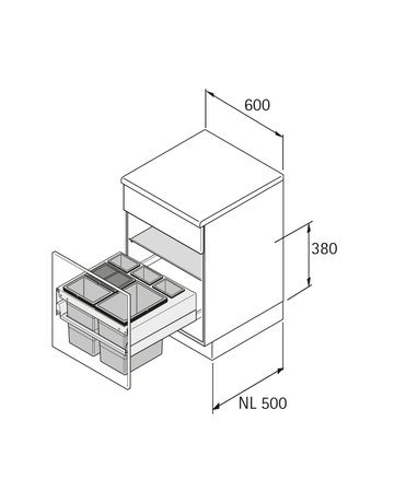 Bild Küchen -Abfallsyst., KB600mm, 47,5l,KF/STA Frame 9352426,anthrazit - Hettich-2