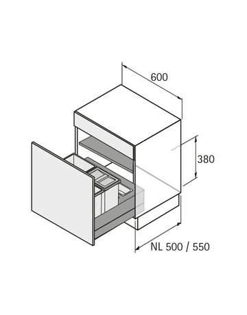 Bild Küchen-Abfallsystem, KB600mm, 34l,KF/STA Base 9352445,anthrazit - Hettich-2