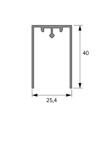 Bild Cadro U-Profil AvanTech YOU / Actro YOU / Actro 5D, 3000 mm, Edelstahl Optik - Hettich-1