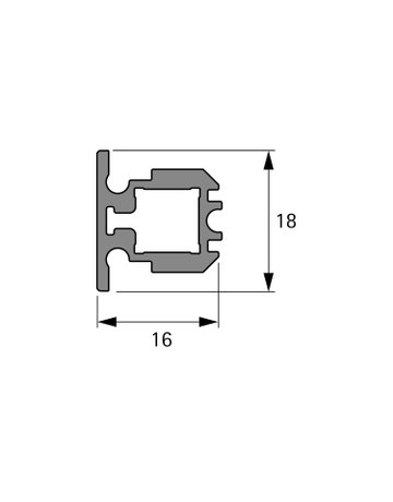Bild Mittelprofil,B16mm,H18mm,L3000mm CADRO, 9303914, ALU, sw, matt, Glasst. 4 - Hettich-1