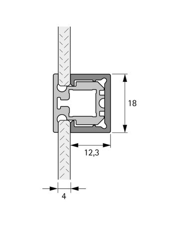 Bild Mittelprofil,B12,3mm,H18mm,L3000mm CADRO, 9303922, Kunststoff, schwarz, ma. - Hettich-1