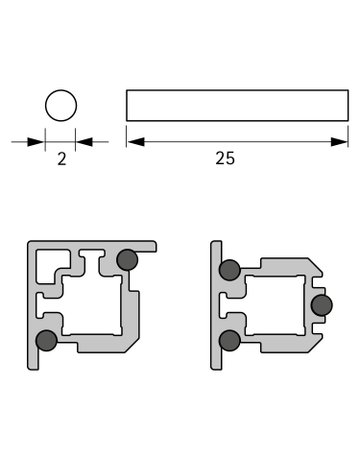 Bild Rundschnur-Dichtung CADRO Länge 25mm, Silion schwarz - Hettich-1