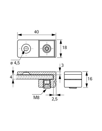 Bild Glasadapter CADRO 9303936 für Möbel knopf,schwarz matt - Hettich-1