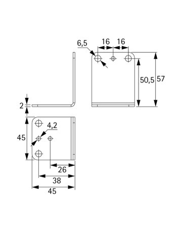 Bild Montagewinkel 9352746 Stahl verzinkt, B 45, H 45, T 57, S 2 - Hettich-1