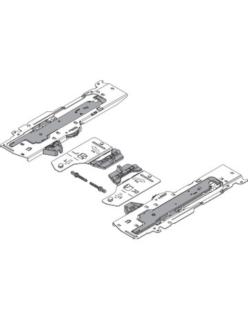 Bild Set (TIP-ON BLUMOTION Einheit + Mitnehmer + Adapter), für TANDEMBOX, Typ L3, NL=350-600 mm, Gesamtgewicht des Auszugs=15-30 kg, links/rechts, R7037 staubgrau-1