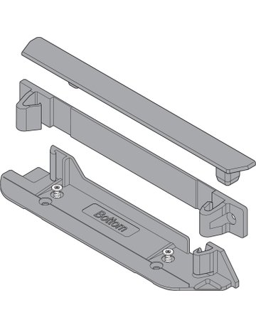 Bild SERVO-DRIVE Trägerprofil-Aufnahme vertikal, unten/hinten + Abdeckkappe, R7037 staubgrau - Blum-1