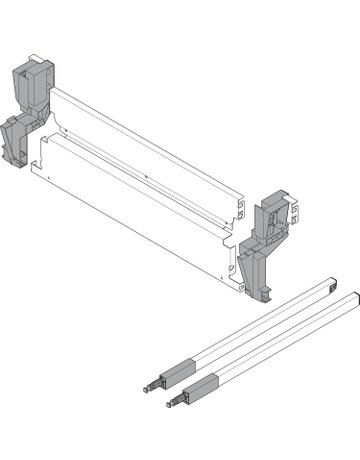 Bild TANDEMBOX Stahlrückwand für Müllauszug hängend, Höhe M (96,5 mm), LW=510.5-511.4 mm, R9006 w-alu/weissgr. - Blum-1