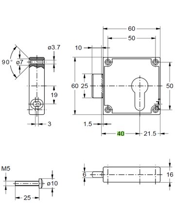 Bild Aufschraub Möbelschloss vernickelt 7405/40 PZ gelocht - JuNie-1