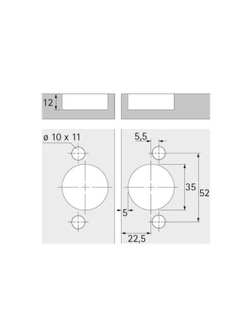 Bild Mittelscharnier mit einstellbarem, versetztem Drehpunkt, zum Einpressen - Hettich-9