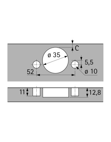 Bild Möbel-Topfscharnier,125°,Kröpf.0mm Intermat 9944,73906,vorlieg.,vernickelt - Hettich-1