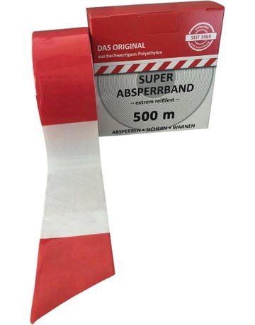 Bild Absperrband 500 m-Rolle rot/weiß geblockt-0