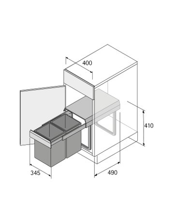 Bild Bin.it Duo II - 400 Einbauabfallsammler, 338 x 485, grau - Hettich-2