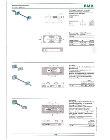 Bild Arbeitsplattenverbinder 65 mm vormontiert Stahl verzinkt - Topform-1