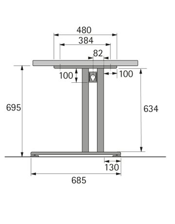 Bild Tischgestell-Grundfuß,C-Form,695mm,Stahl Change Basic 9280582,aluoptik,pulverbeschichtet - Hettich-1