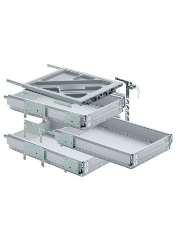 Bild Container-Set mit Vollauszügen, 392, Aluminium Optik - Hettich-0
