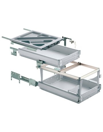 Bild Container-Set mit Teil- und Überauszügen, 392, Aluminium Optik - Hettich-0