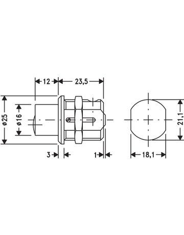 Bild Druck-Zylinderschloss 21,1 mm/ 2 Sch verschieden schließend 369-01-1 - DOM-1