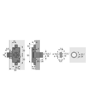 Bild Zylinderdrehstangenschloss Prestige 2000 Z23, ø18mm, Zum Anschrauben, 25 mm, 20 mm - Hettich-1
