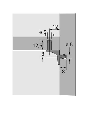 Bild Bodenträger, mit beidseitig Zapfen, Zapfen Ø5mm Sekura 6,79707, Zinkdruckguss vernickelt - Hettich-1