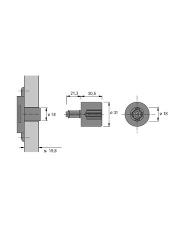 Bild Zylinderdrehgriff Typ 451 N, links - Hettich-2