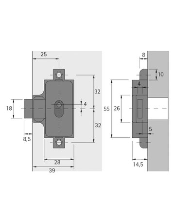 Bild Set Drehstangenschloss, D 25, zum Anschrauben, links - Hettich-1