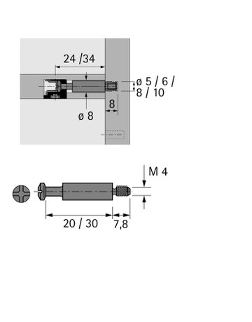 Bild Einschraubdübel DU 428, 20 mm, blank - Hettich-1