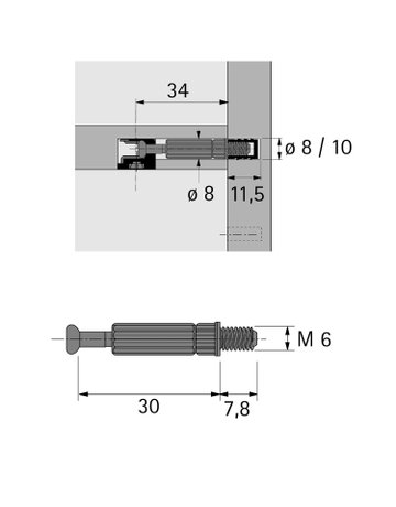 Bild Einschraubdübel Twister DU 644, 30 mm, schwarz - Hettich-1
