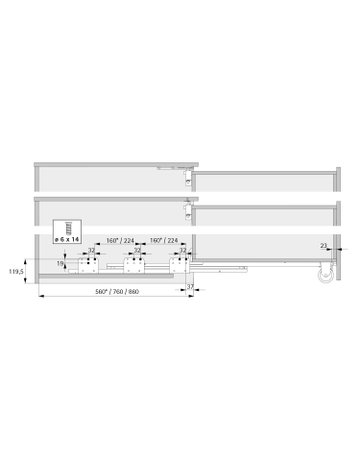 Bild Kulissenauszug Quadro Big Duplex, 700 mm - Hettich-1