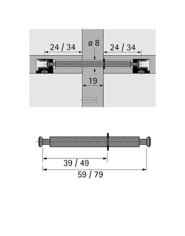 Bild Doppeldübel DU 880, 59 mm, verzinkt - Hettich-1