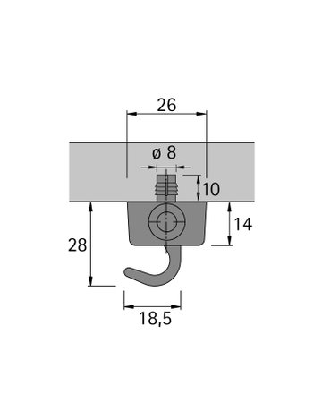 Bild Drehstangenschloss-Schließhak.,ls,Metall 72271,vernickelt - Hettich-1