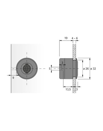 Bild Zylinderglastürschloss Typ 320, Aluminium Optik - Hettich-1