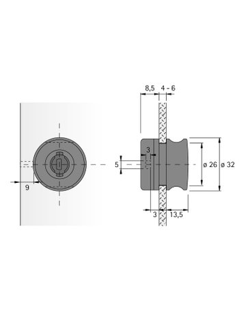 Bild Zylinderglastürschloss Typ 321 mit integriertem Griff, Aluminium Optik - Hettich-1