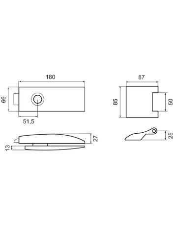Bild Glastürschloß EGS28 350A OS 71 mit Bänder Edelstahl matt Drücker vorn - Karcher Design-1