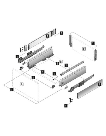 Bild TopSide ArciTech, 500 mm, (186/ 94, 218/126) champagner, links und rechts - Hettich-1