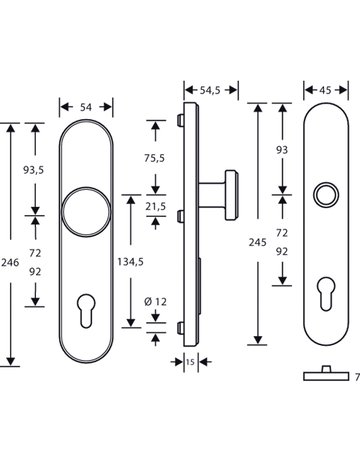 Bild Schutzwechsellangschildgarnitur 7382 Alu F2 92 mm PZ 15 mmS2 - FSB-1