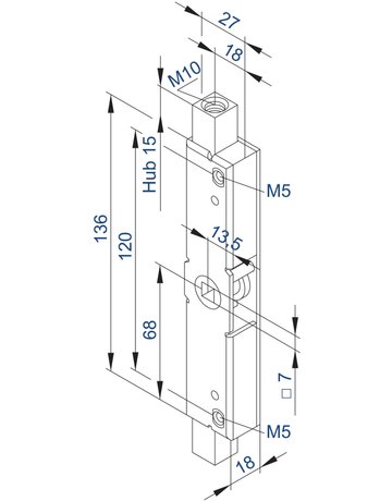 Bild Basküle-Kantenriegel verzinkt 7 mm Nuss, 12 mm Dorn 294 12 V - Fuhr-1