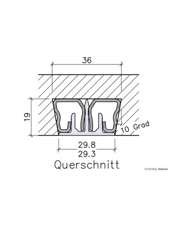 Bild Tisch Gratleiste Planograt schwarz eloxiert flächenbündig 1070 mm inkl. Abdeckprofil-2