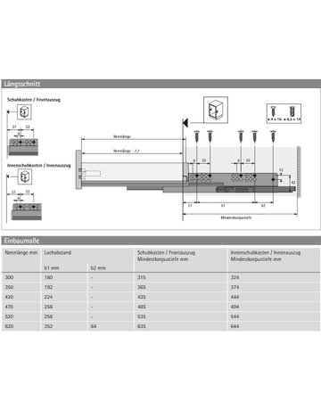 Bild Quadro V6+ Silent System, 620 mm, EB 9,5 mm, links und rechts - Hettich-2