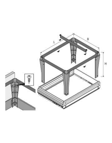 Bild Steckbarer Hängerahmen Schreibtischunterschrank, schwarz, 510x244x350 mm - Hettich-1