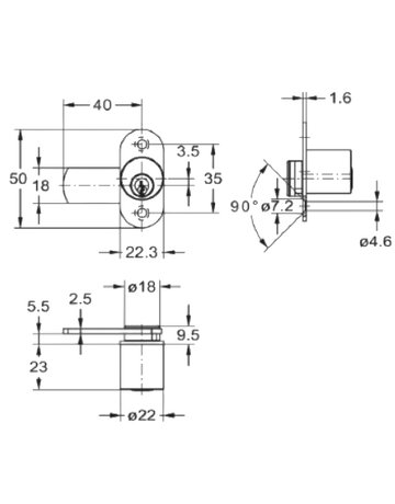 Bild Hebelschloss für Holzkonstruktion 2941/ Zylinder matt vernickelt D 22 mm Schließung BN0101 - JuNie-1