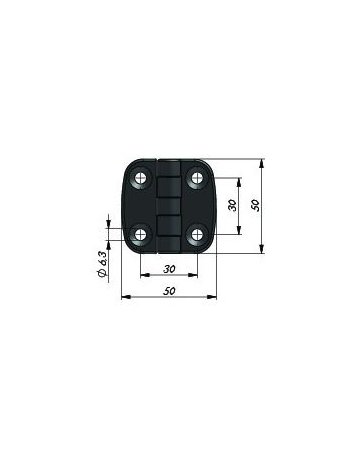 Bild Anschraubscharnier schwarz mit 4 Stück Senkbohrung M6, 50 X 50 mm - Industrilas-1