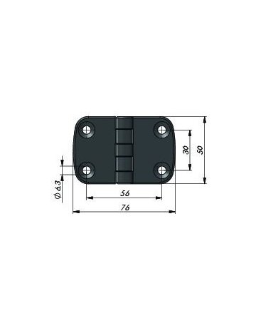 Bild Anschraubscharnier schwarz mit 4 Stück Senkbohrung M6, 50 X 76 mm - Industrilas-1