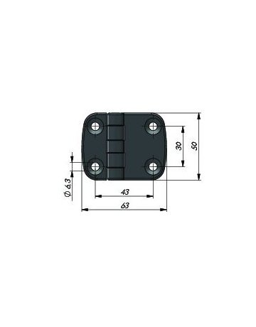 Bild Anschraubscharnier schwarz mit 4 Stück Senkbohrung M6, 50 X 63 mm - Industrilas-1