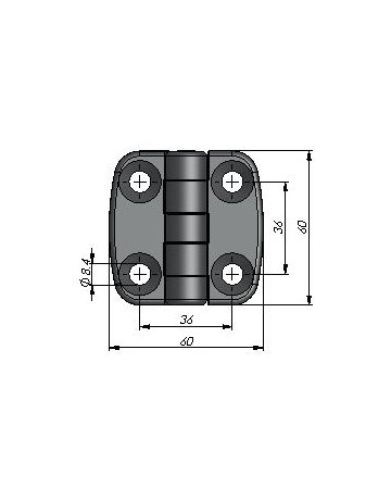 Bild Anschraubscharnier schwarz mit 4 Stück Senkbohrung M8, 60 X 60 mm - Industrilas-1