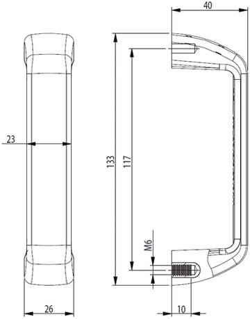 Bild Bügelgriff mit Innengewinde M6 aus MS Breite= 133 mm, Bohrungsmaß 117 mm - Industrilas-1